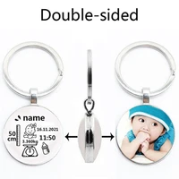 diy baby keychain name newborn date of birth weight height commemorative custom key ring new mom dad gift