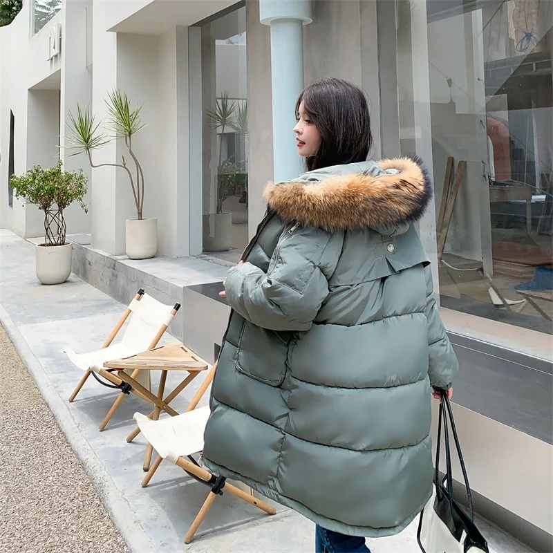 Korean Fashion Trends Puffer Jackets with Hood Fur Collar Womens Clothing Teenage Winter Warm Parkas Coat Windbreaker Streetwear