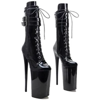 leecabe patent upper sexy boots 23cm9inches high heels platform pole dance shoes