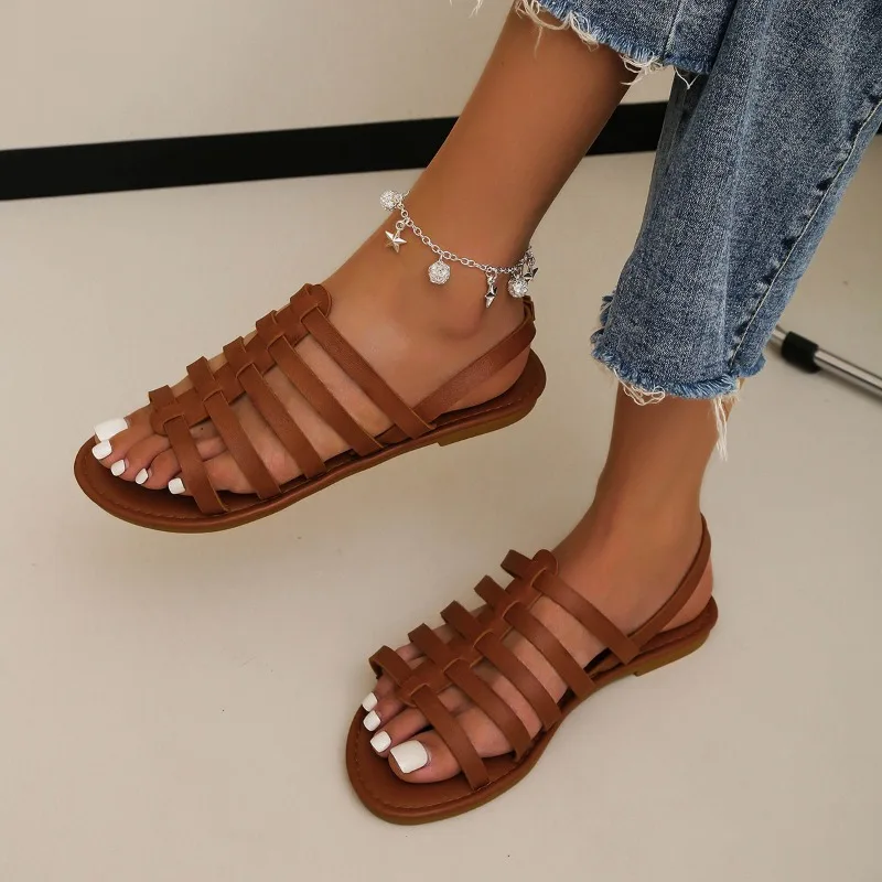 Женские босоножки в винтажном стиле повседневные сандалии для пляжа и отдыха