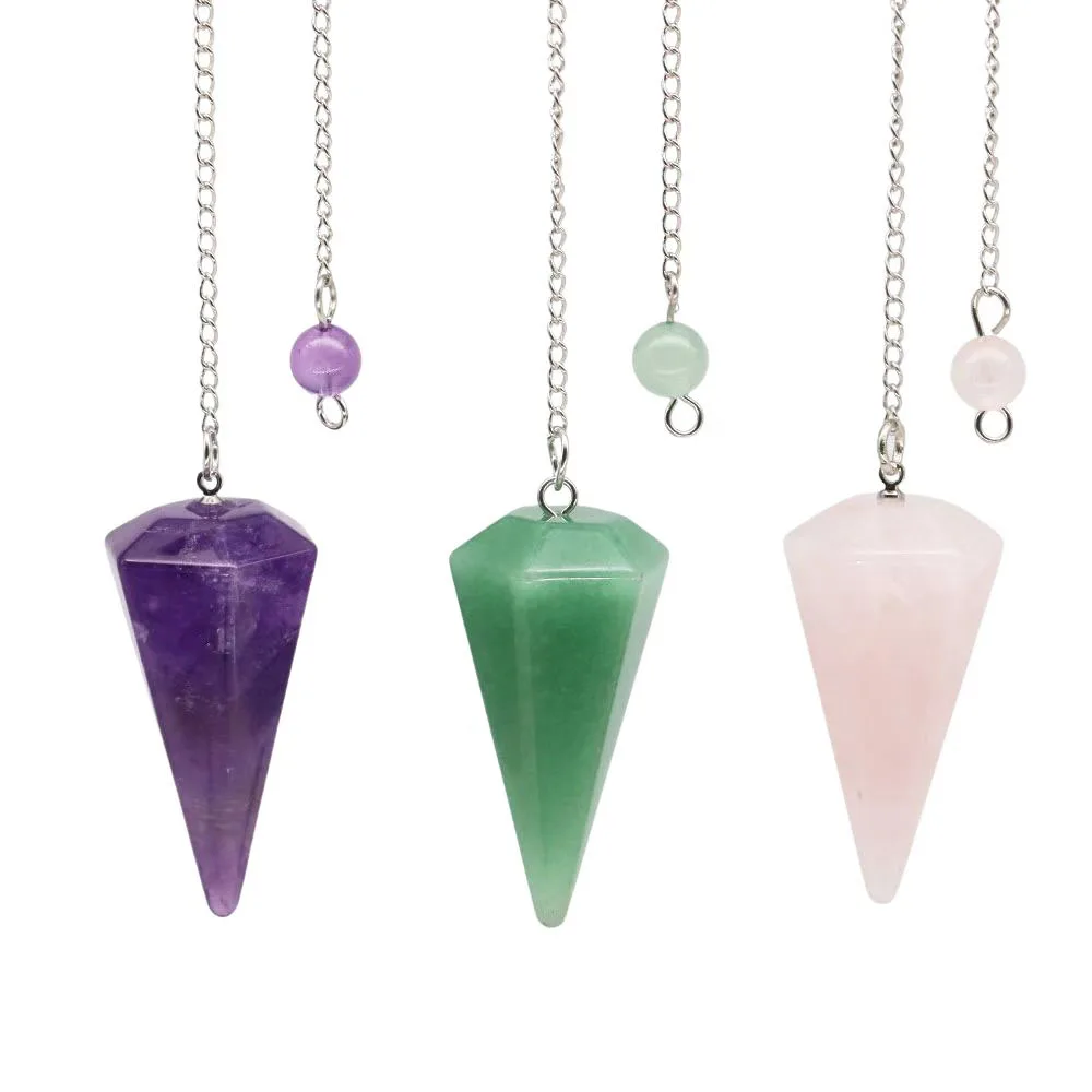 

Healing Crystal 7 Chakra Pendulum Divination Dowsing Natural Stone Chain Reiki Quartz Jewelry Pendant Wicca Spiritual Supplies