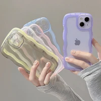 transparent cute curly wave case for iphone 11 13 12 pro max xs xr x 7 8 plus shockproof clear soft silicone cover