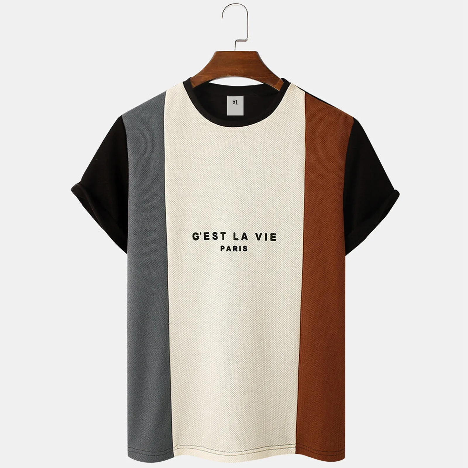 

Футболка мужская с коротким рукавом, Повседневная модная Свободная рубашка с полосками, с круглым вырезом, топ на лето