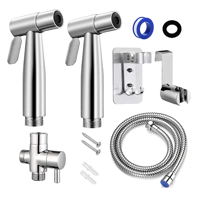 

JFBL Hot Bidet Sprayer For Toilet Set, 2Pcs Handheld Bidet Sprayer Heads And No-Punching Shower Head Holder,Handheld Sprayer Kit