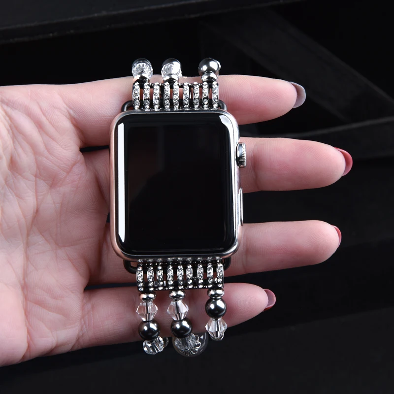 Женский браслет для Apple Watch band 45 мм 41 38/42 эластичный бриллиантовый iWatch Series 7 6 5 4 3 SE 40