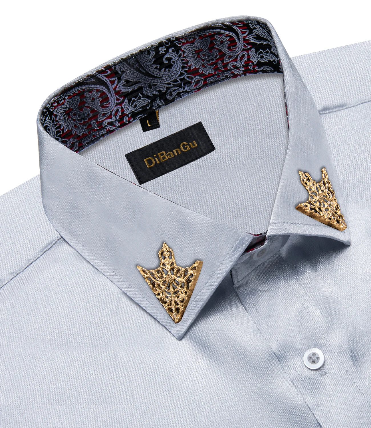 Fashion Spring Fall Gray Men Shirt Long Sleeve High Quailty Formal Wedding Party Shirts For Men Classic Male Wears Dropshipping