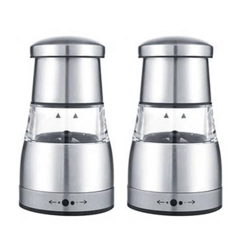 

Мельница ручная из нержавеющей стали для соли и перца, портативная мельница для кухни, приправ, шлифовальный инструмент (2 шт.)