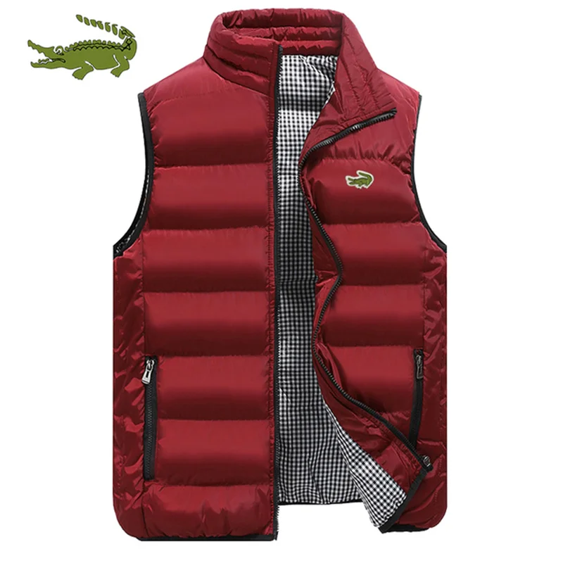 2022 new brand vest men's jacket autumn and winter casual comfortable sleeveless solid color thickened cotton jacket
