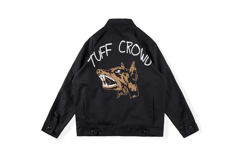 

1:1 Version TUFF CROWD Dog Print Shirt Jacket Men Women Couple Jacket High Street Hip Hop Casual Oversize Jacket