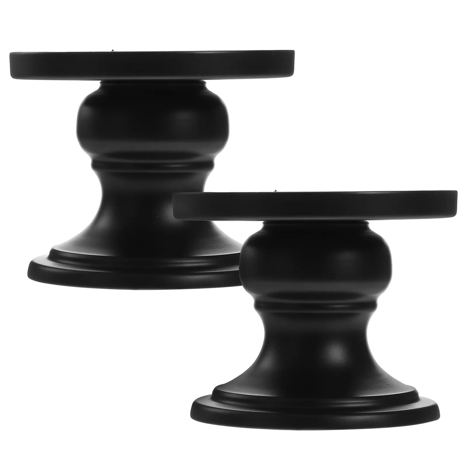 

2 Pcs Office Desk Black Chimes Candlestick Holder Holders Candlesticks Wrought Iron Metal Pillar Desktop Banquet