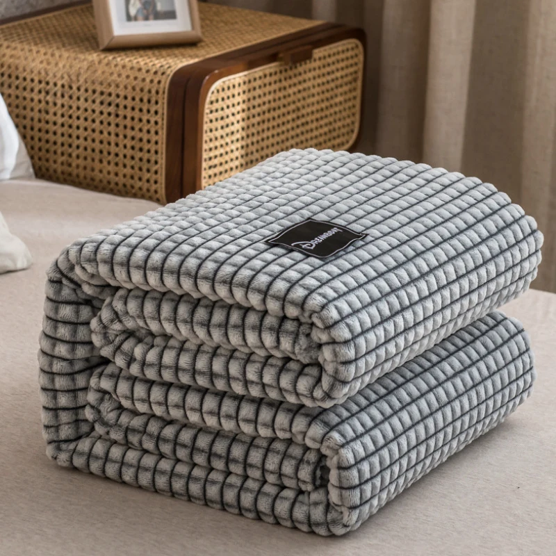 

Flannel Plaid Blankets For Beds Plush Bedspread Soft Warm Coral Fleece Winter Blanket Modern Thicken Throw Sofa Plaids Blanket
