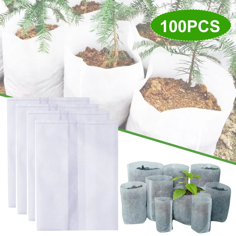 

100Pcs Garden Seeding Bags Nursery Plant Grow Bags Seed Pots Biodegradable Seeds Nursery Bag Plants Flower Pot For Garden Patio