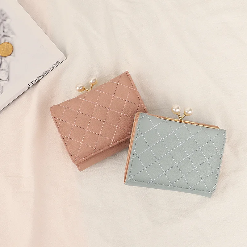Luxury Designer Women Three Fold Wallets Fashion Leather Top Quality Card Holder Classic Female Coin Purse New Wallet for Women