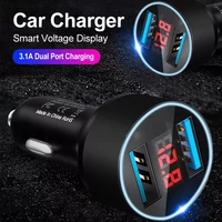 3 1a car charger for cigarette lighter usb charger voltage display adapter fast charging for iphone samsung huawei xiaomi oppo