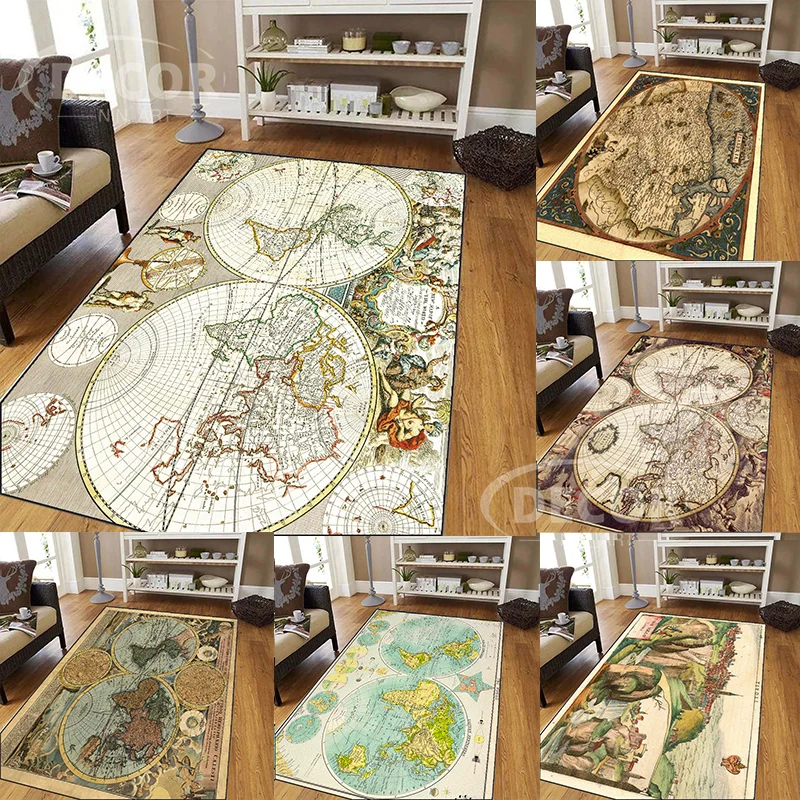 

World Map Area Felt Carpet HD Print Pictures Living Room Mats for Playing Mat Bedroom Bedside Area Entrance Door Rug Home Decor