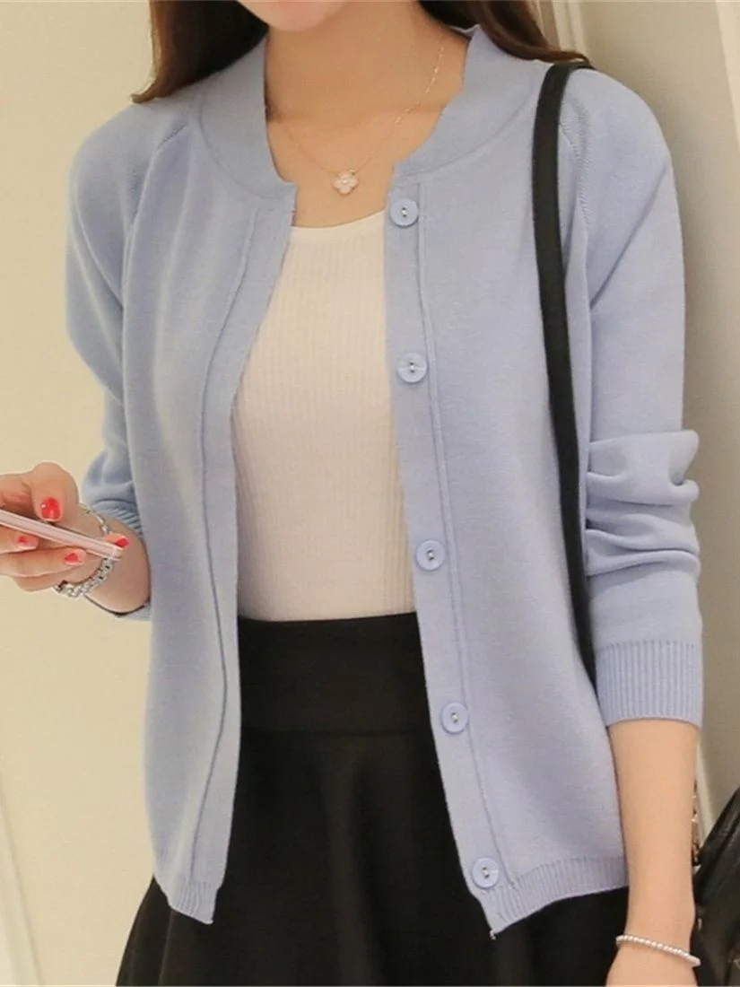 

Korean Fashion New Female Cardigan Autumn Winter Sweater 2022 New Spring Jacket Coat Knit Cardigan Candy Color Basic Tops