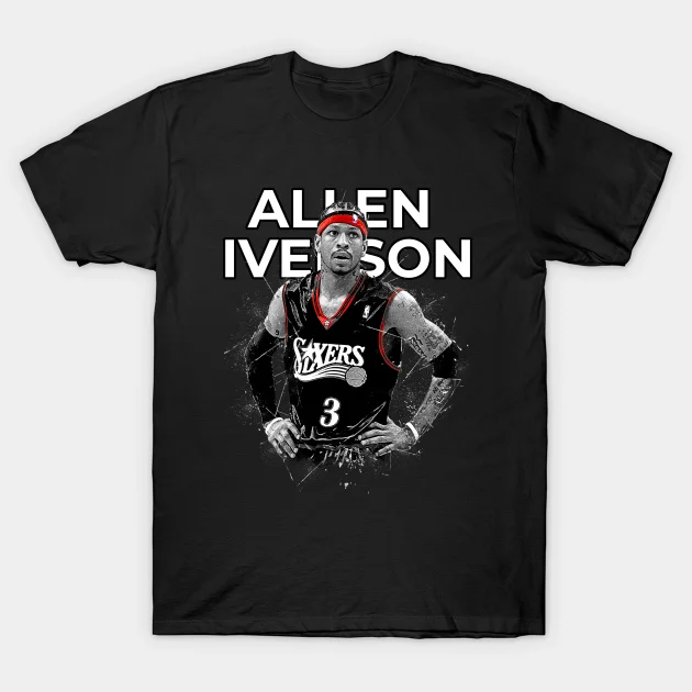 

2021 Men/Women's Summer Black Street Fashion Hip Hop Allen Iverson T-shirt Cotton Tees Short Sleeve Tops
