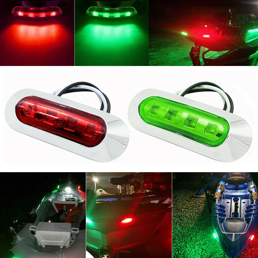 

2Pcs 3.8" LED Boat Navigation Light 4LED Red Green Stern Light Waterproof Bow Pontoon Boat Lights 12V-24V for Sailboat Kayak