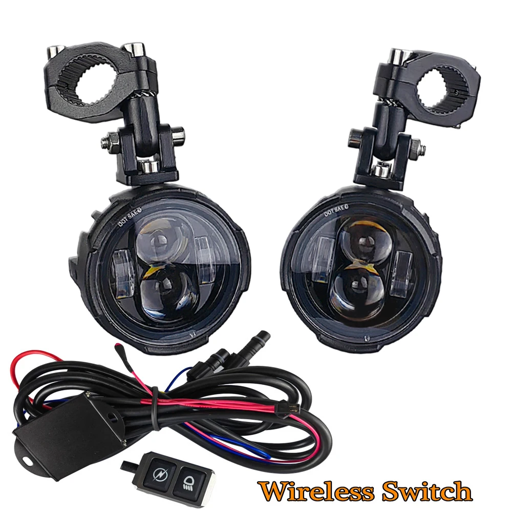 100 Вт светодиодный светильник для мотоцикла, противотуманные фары для мотоцикла, светодиодный вспомогательный фонарь дальнего света, прожектор, двухцветный фара для мотоцикла, противотуманная фара