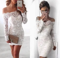 new elegant off the shoulder full lace short cocktail dresses long sleeves mini homecoming dresses cheap girls party gowns