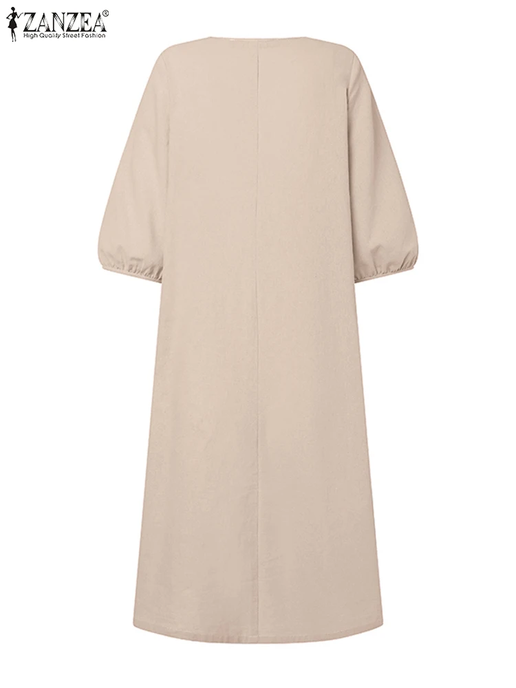 Платье ZANZEA женское средней длины с V-образным вырезом и рукавом до локтя