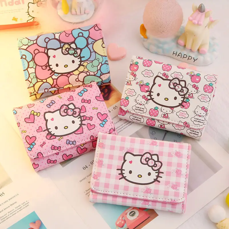 

Hello Kitty Wallet Female Short Cute Japanese Girl Heart Small and Ultra-Thin Folding Children Princess Bag