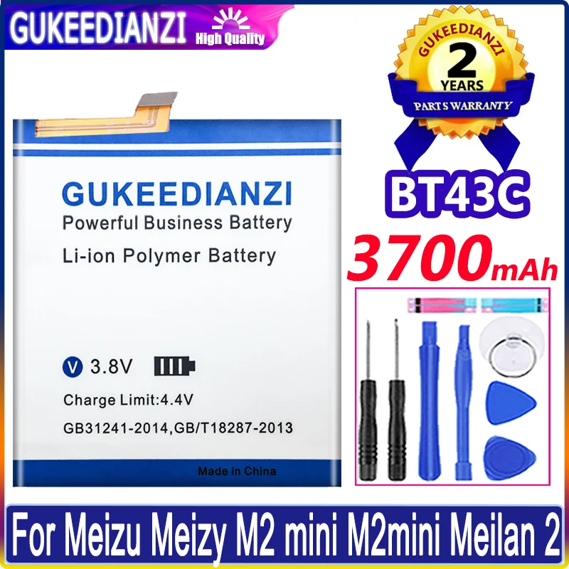 

For Meizu High Quality New Batterie 3700mAh BT43C For Meizu M2 Mini Meilan 2 M2mini Bateria Mobile Phone High Capacity Battery