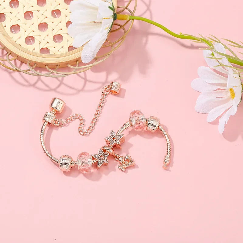 Популярный женский браслет из розового золота оптовая продажа DIY асимметричный с