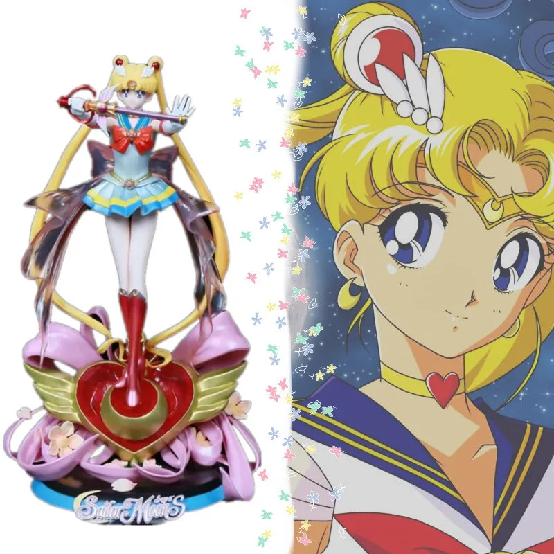 

35cm Cartoon Anime Sailors Moons Figure Tsukino Usagi Glowing Action Figure Beautiful Girl PVC Collection Model Doll Hobbies Toy