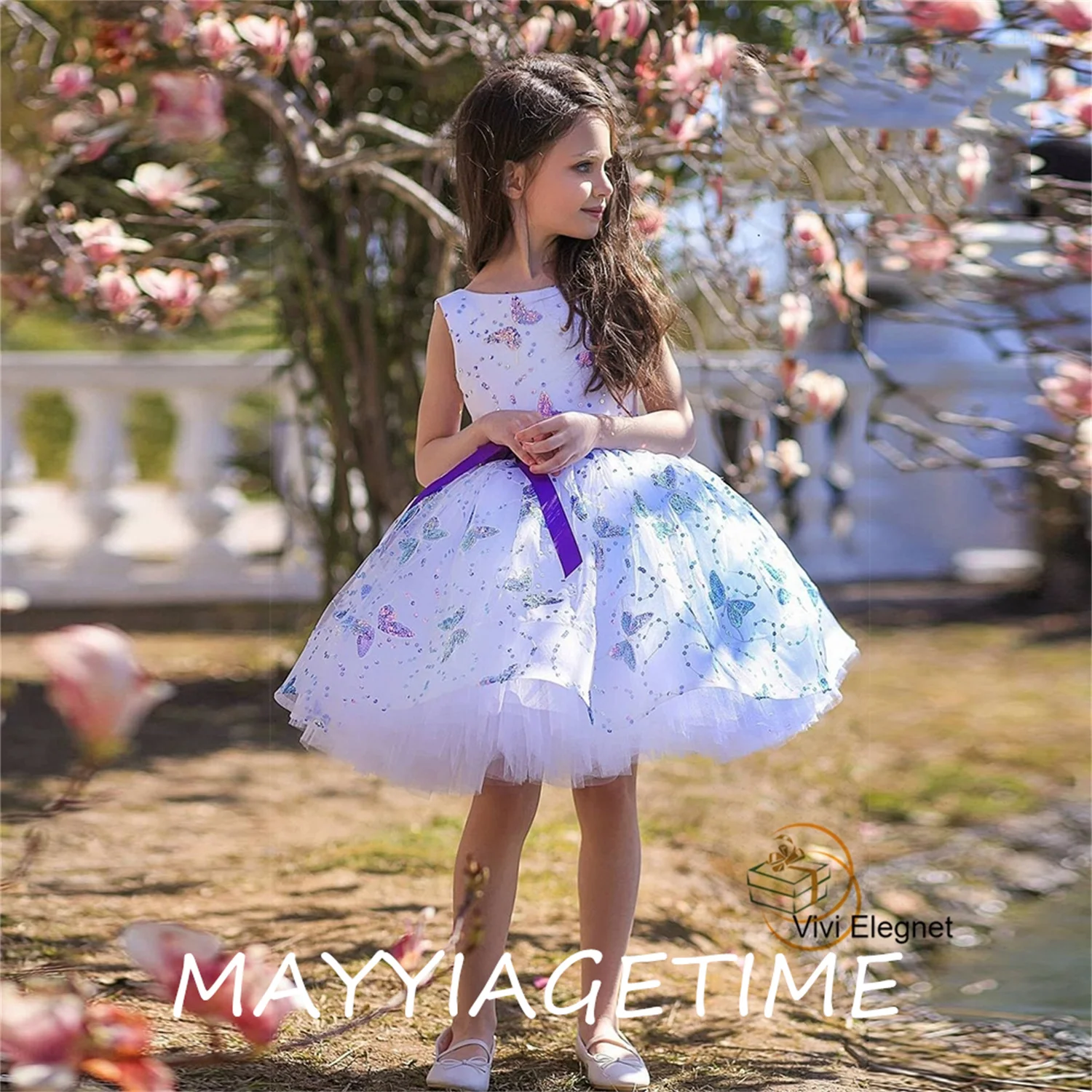 

Белое платье с цветами для девочек, летние платья с многоярусным бантом и блестками, свадебные вечерние платья, летние платья для причастия для девочек, 2023