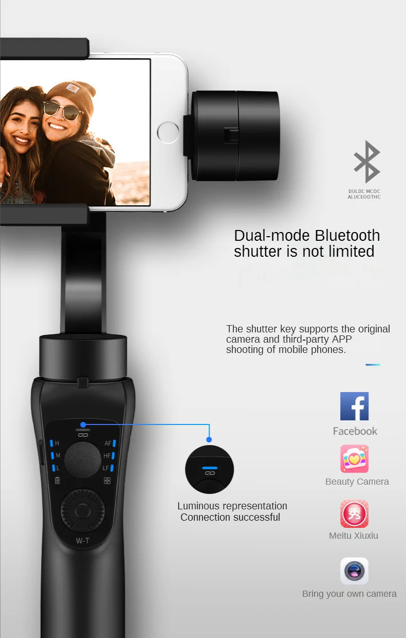 S5B Mobile Phone Anti-Shake Stabilizer Tik Tok Live Stream Hand-Held Tripod Head Face Follow Bluetooth Three-Axis Stabilizer enlarge