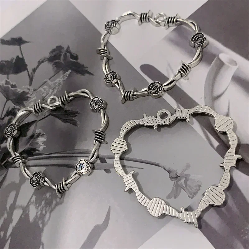 5 шт. Готическая Подвеска из колючей проволоки в форме сердца розы шипы сердце