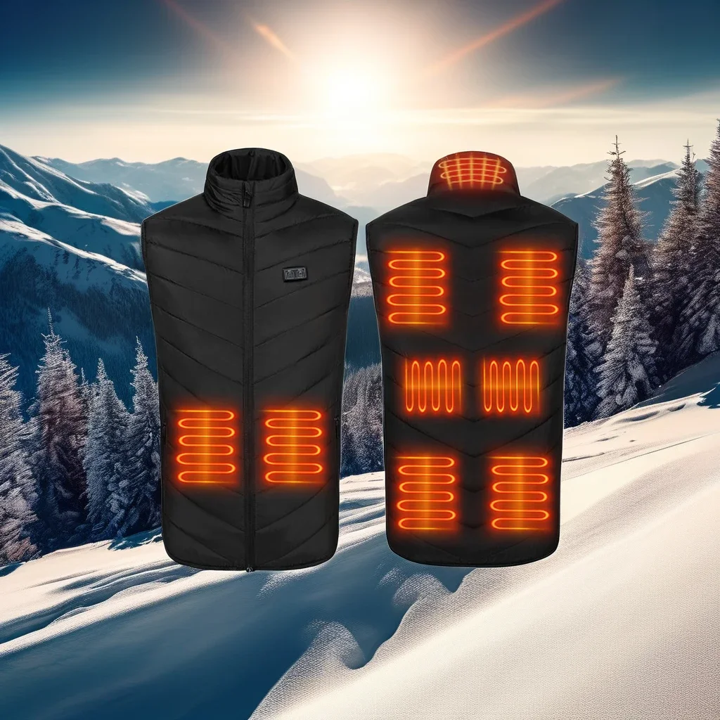 Зимний унисекс мужской USB перезаряжаемый 9-зонный обогревательный жилет с