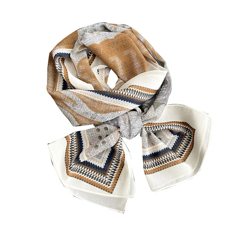 

Новый женский шарф модный длинный хиджаб фуляр женский шейный галстук шаль и шарфы весенний дизайнерский Шелковый офисный шейный платок с принтом