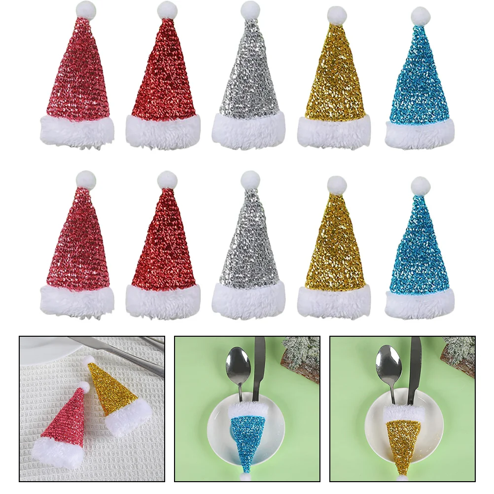 

10 Pcs Tableware Fork Bag Cutlery Holder Party Mini Christmas Bags Cloth Silverware Banquet