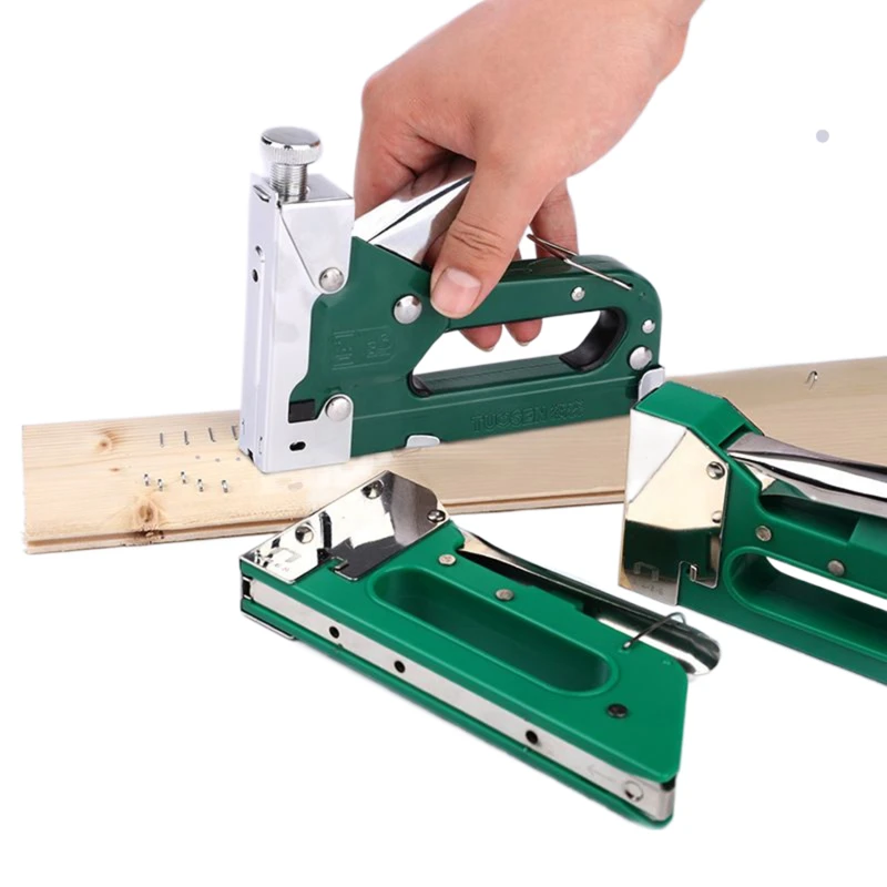 

3 in 1 Manual Heavy Duty Hand Nail Gun 6'' Steel Furniture Stapler For Framing Staples By Free Woodworking Tacker Tools