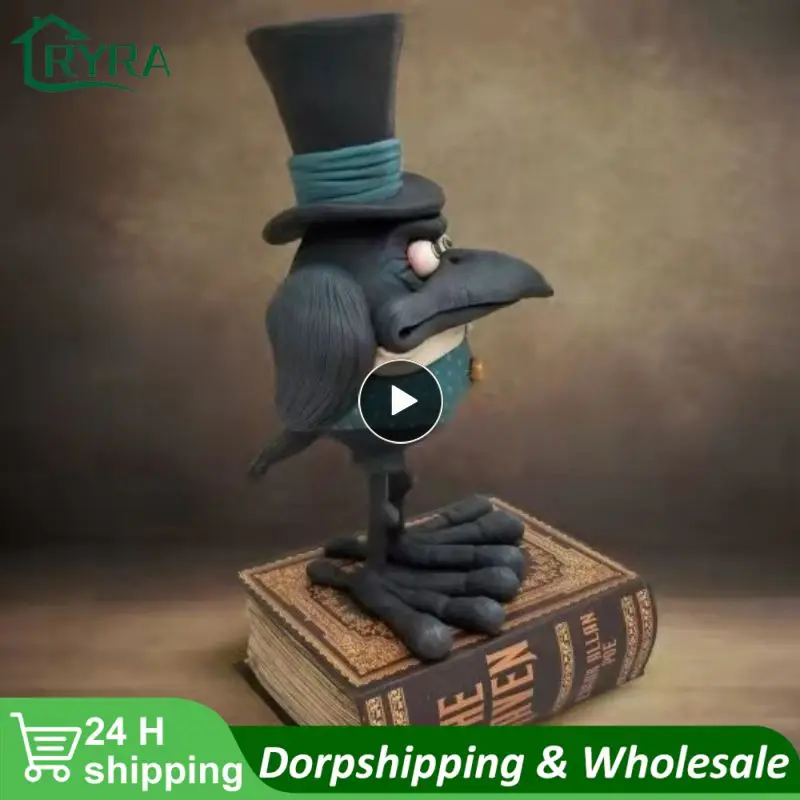 

Halloween Decorations Handmade Crow Sculpture Resin Decorations Halloween Desktop Ornaments Garden Decoration Gardening Statues