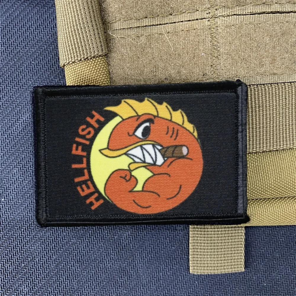 Боевая нашивка на крючок и петля с принтом в виде хеллинской рыбы