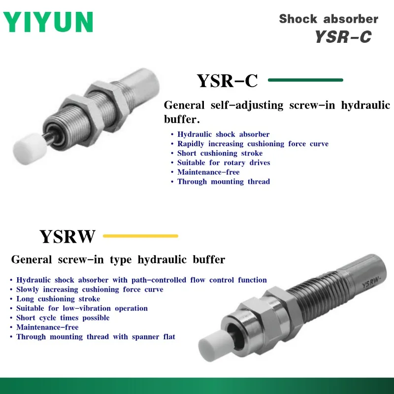 Фото YSR YSRW-4 5 7 8 10 12 16 20 25 32-4 5 8 10 12 14 17 20 25 26 34 40 60-C DYSW-7-10-Y1F Амортизатор YIYUN Пневматические компоненты №5