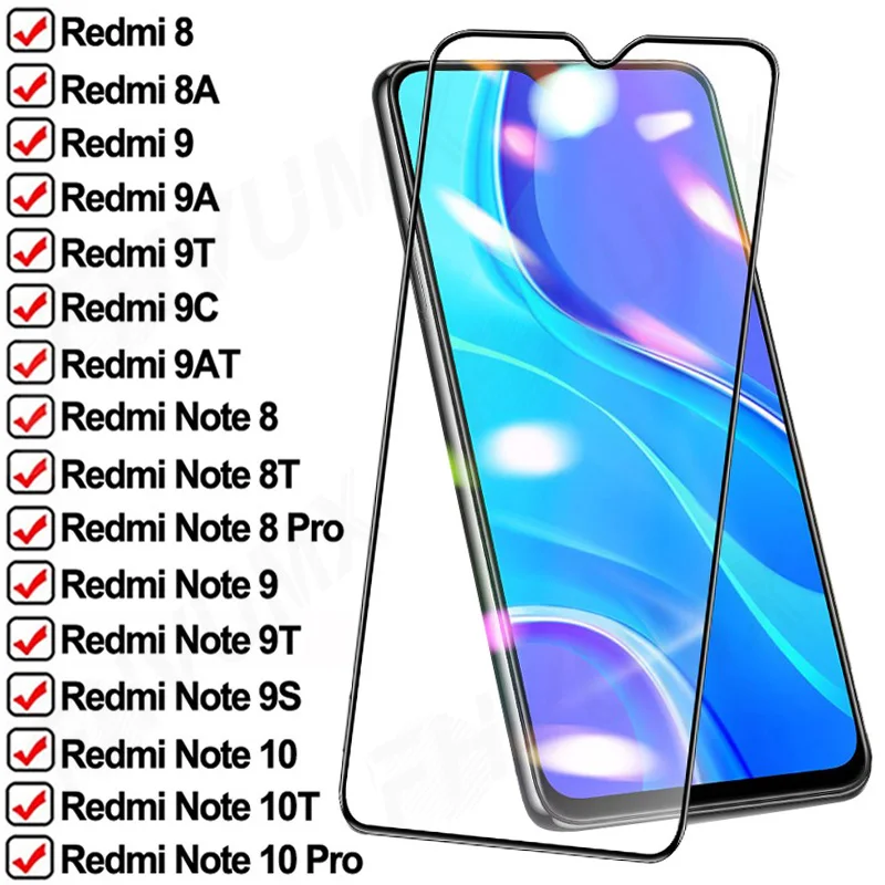 

Full Cover Tempered Glass For Xiaomi Redmi 9A 9 9i 9T Note 10 PROMAX PRO, Screen Protectors Phone Film Redmi