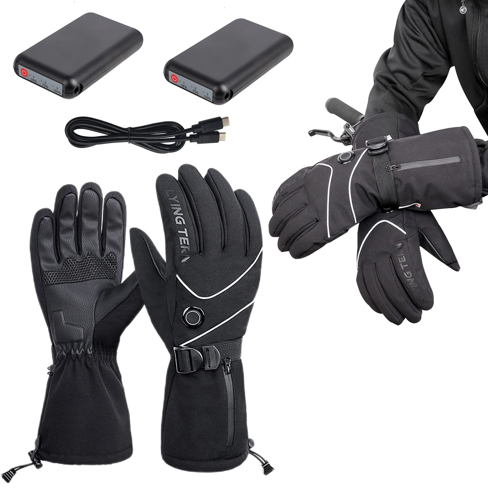 

Electric Heated Gloves Electric Heated Gloves For Men Winter Gloves Three-Speed Thermostat For Skiing Mountaineering Cycling
