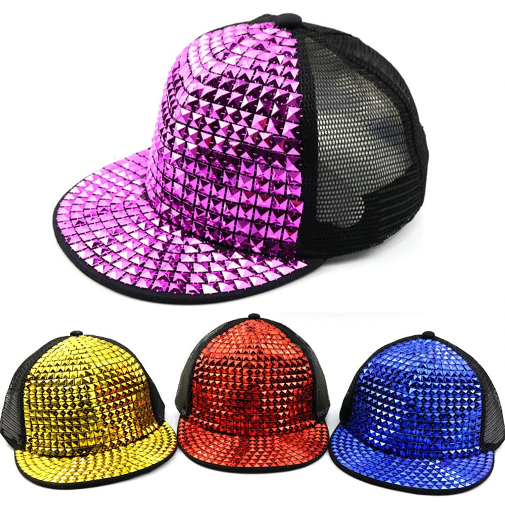 

Children Punk Hedgehog Hat Personality Jazz Snapback Spike Studded Rivet Spiky Sequins Baseball Cap For Hip Hop Rock Dance Caps