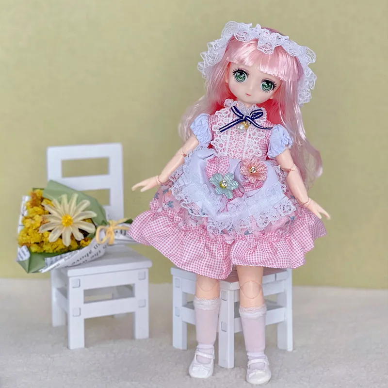 

New 30CM BJD Doll 12 Inch Makeup Dress Up Cute Color Anime Eyes Dolls with Fashion Clothes 21 Movable Joints for Girls Toy