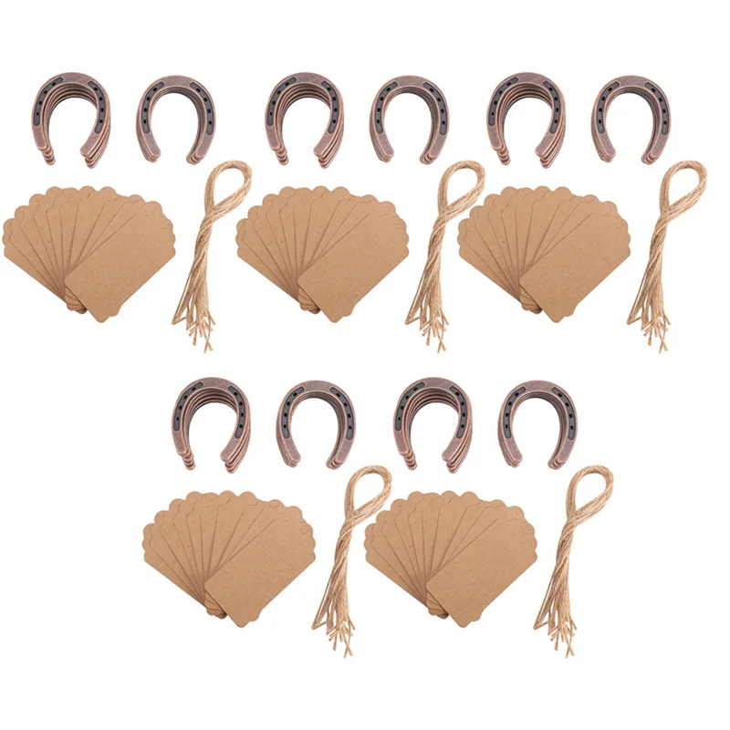 

50Pcs Good Lucky Horseshoe Wedding Favors with Kraft Tags Rustic Horseshoe Gifts for Vintage Wedding Party Decorations
