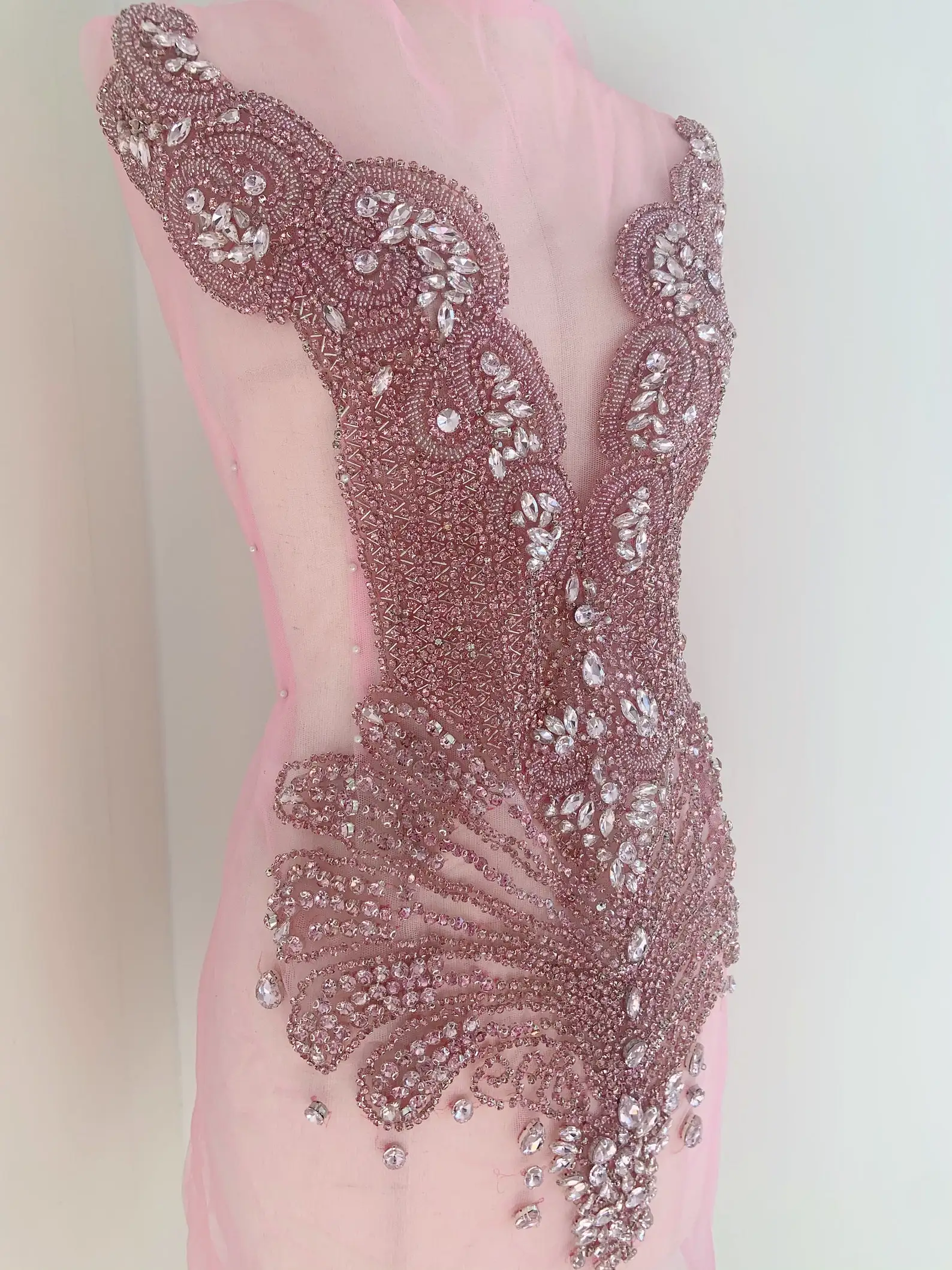 

large Pink Rhinestone Applique for Dance Costume Dress Decor Couture Corset Wedding Supplies 2023 New Arrival