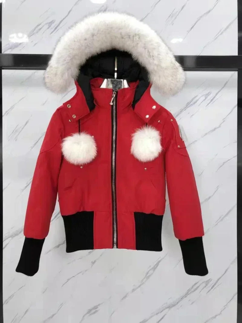 Winter Women Down Jacket Real Fox Fur Ball Outdoor Coat White Goose Thick Windproof Hooded Jackets Parka