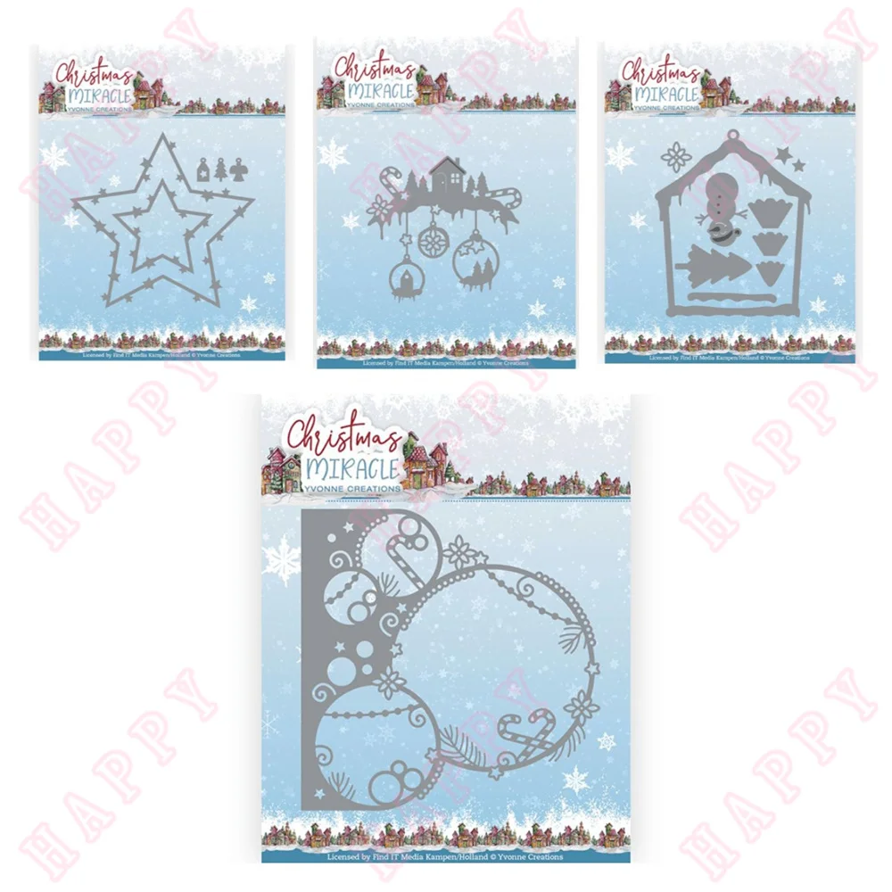 

Christmas Metal Cut Dies Dream Cabin Scene Star Decorations DIY Scrapbook Embossing Template Paper Diary Manual Craft Handmade