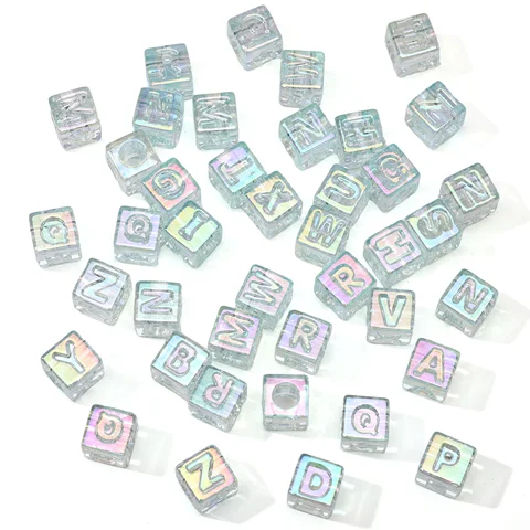 Акриловые прозрачные бусины с буквами 10 шт.