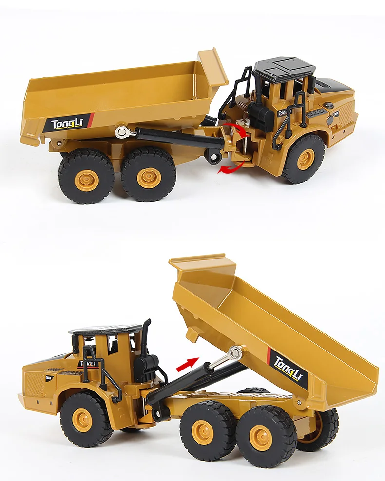 HUINA 1:40 1:50 Diecast Dump Truck Car Model Alloy Simulation Vehicle Articulated Backhoe Loader Excavator Toys Collectables