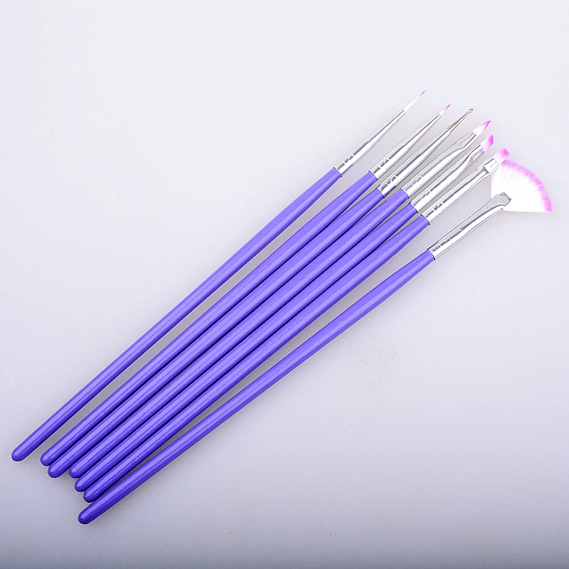 

New 7pcs/set Purple Nail Art Design Brush DIY Painting Dotting Brushes Pen Set Manicure Tools